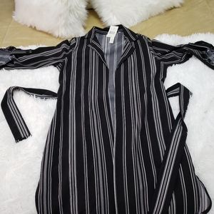 Long belted wrap top